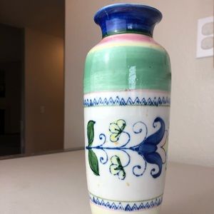 VNTG Porcelain Italy Floral Vase Unique